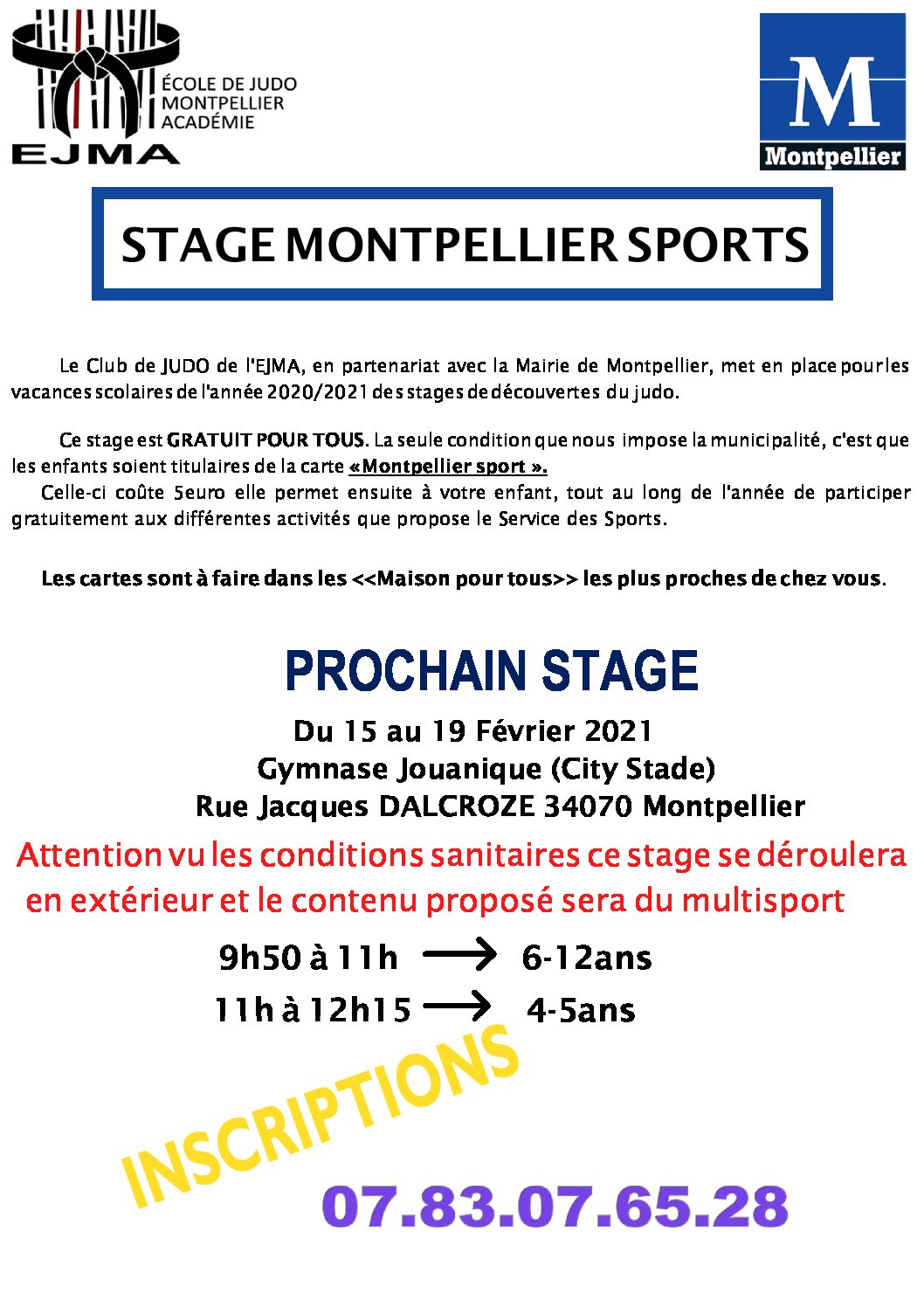 Stage Montpellier Sports février 2021